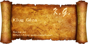 Klug Géza névjegykártya